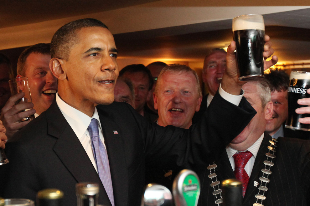 US President Barack Obama Downs A Pint